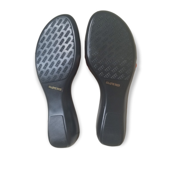 Damiani's made Italy, Orange Wedge Slides Sandals - Size 7 - Picture 7 of 8